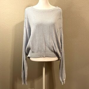 Garage Blue Knit Chandail Pointelle Nylon Women’s Sweater SZ M